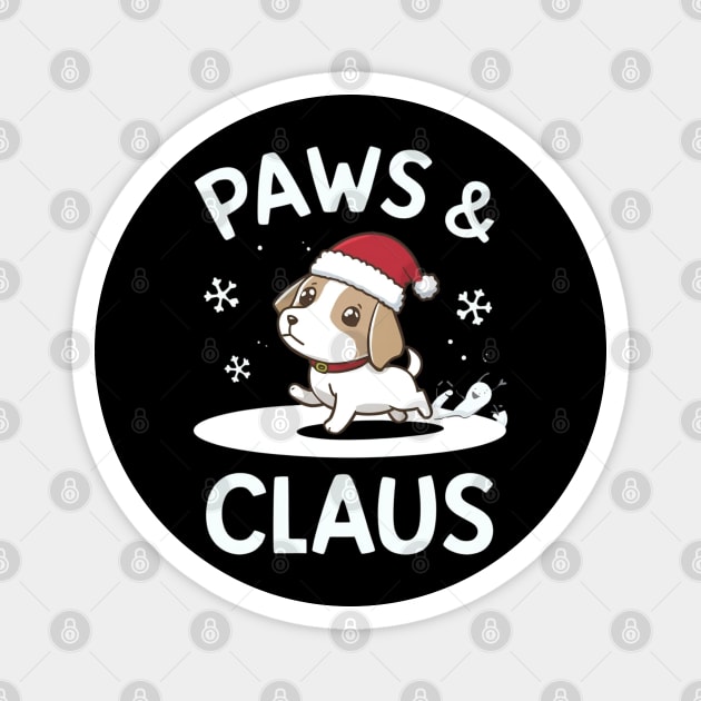 Paws & Claus Cute Christmas Magnet by Ink Lines